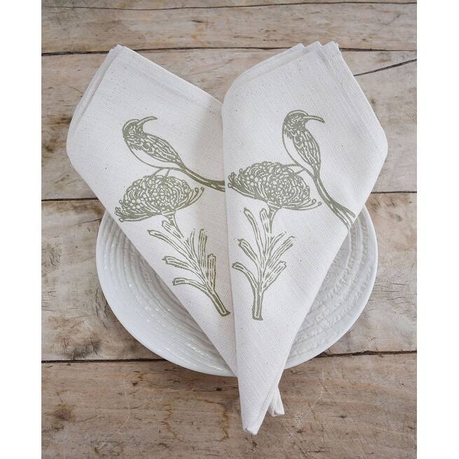 French Home Set of 4 Sugarbird Napkins - Sage