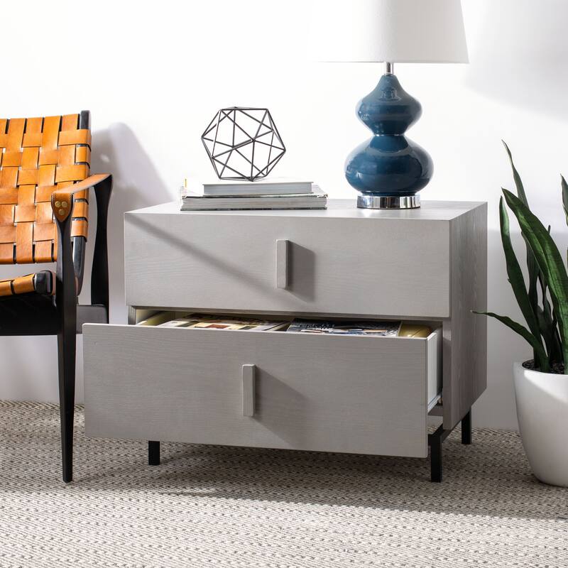 SAFAVIEH Shirleyann Dark Brown/ Black Storage Cabinet - 27.5" x 17.6" x 21.6" - 28Wx18Dx22H - Grey