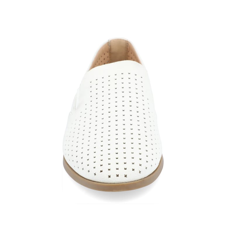 Journee Collection Women's Lucie Slip On Almond Toe Loafer Flats - Wide - White - 7.5