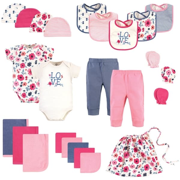 slide 1 of 1, Touched by Nature Baby Girl Organic Cotton Layette Set and Giftset, Blue Garden Floral, 0-6 Months - Blue Garden Floral 0-6 Months - Blue Garden Floral