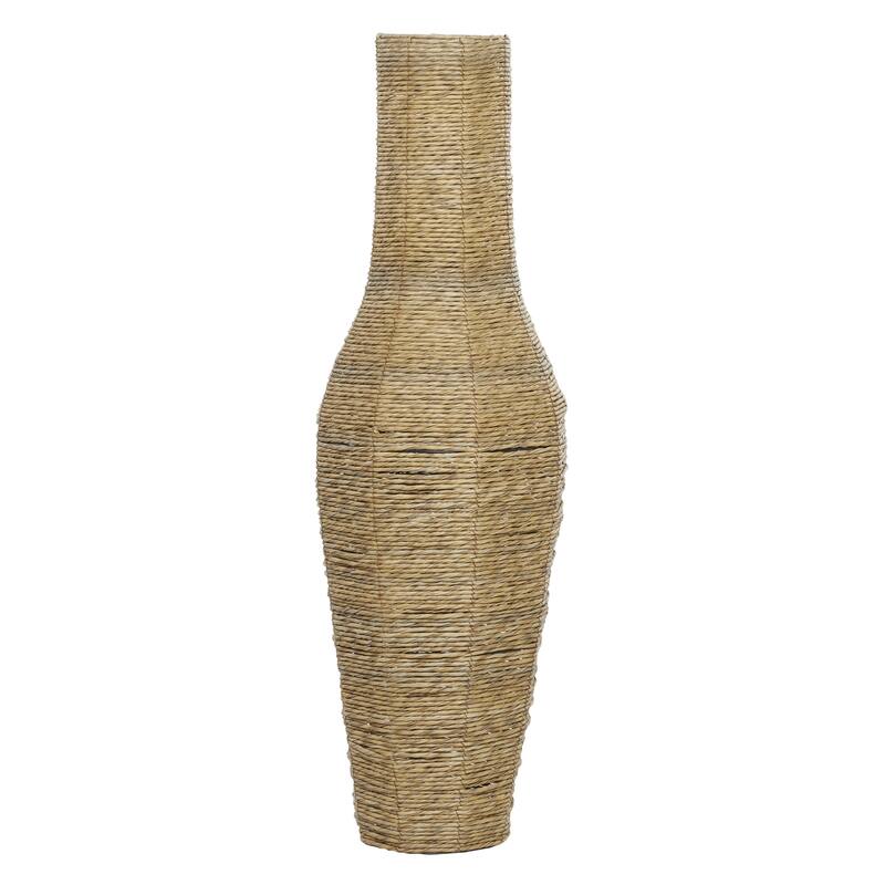 Faux Seagrass Handmade Tall Woven Floor Decorative Vase - Brown - Roche River Decor - Brown -14"W, 44"H