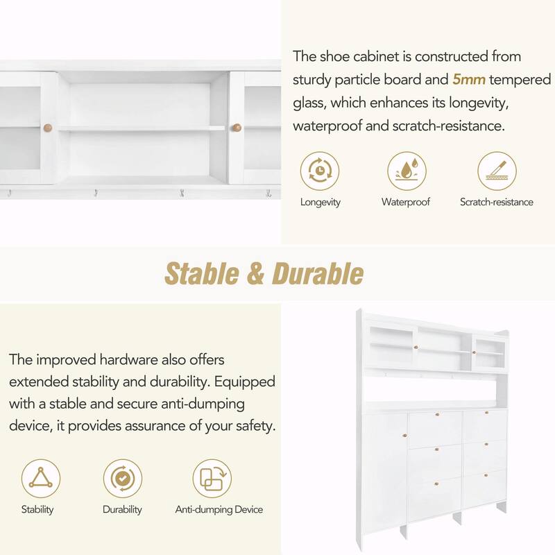 Multifunctional Shoe Cabinet with Storage Shelf & 6 Flip Drawers
