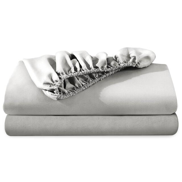Bare Home 2-Pack Microfiber Fitted Bottom Sheets Deep Pocket - California King - Light Grey