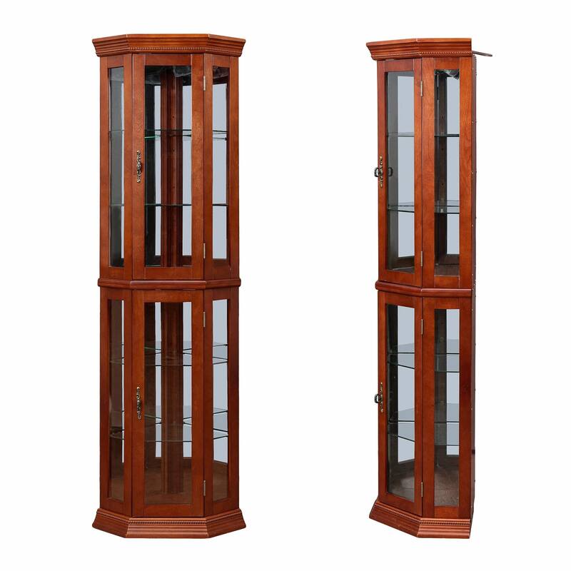 Corner Curio Cabinet with Lights(E26 light bulb not included)
