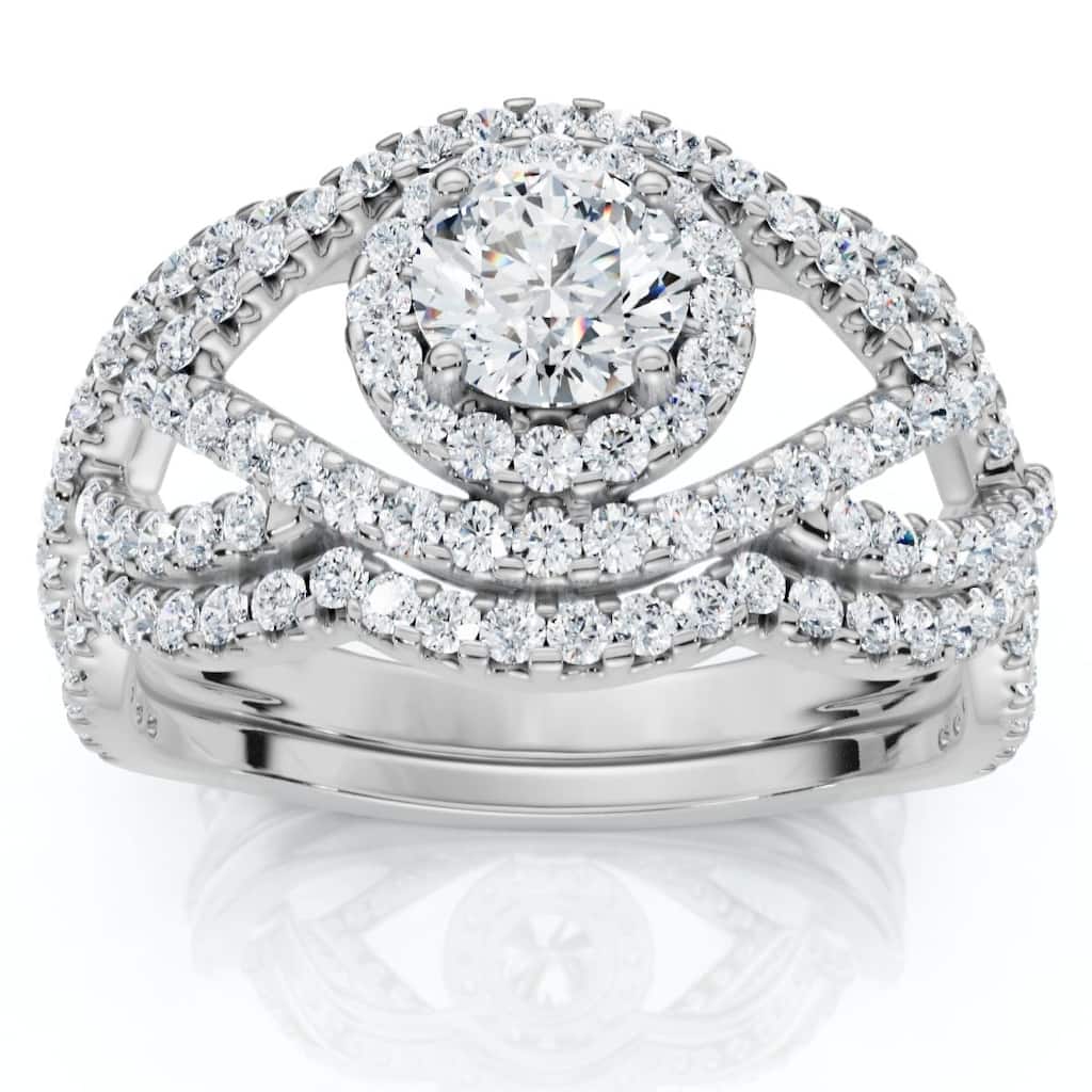 Bliss Diamond 1Ct Luxe Diamond Engagement Wedding Ring Set Gold or Platinum Lab Grown