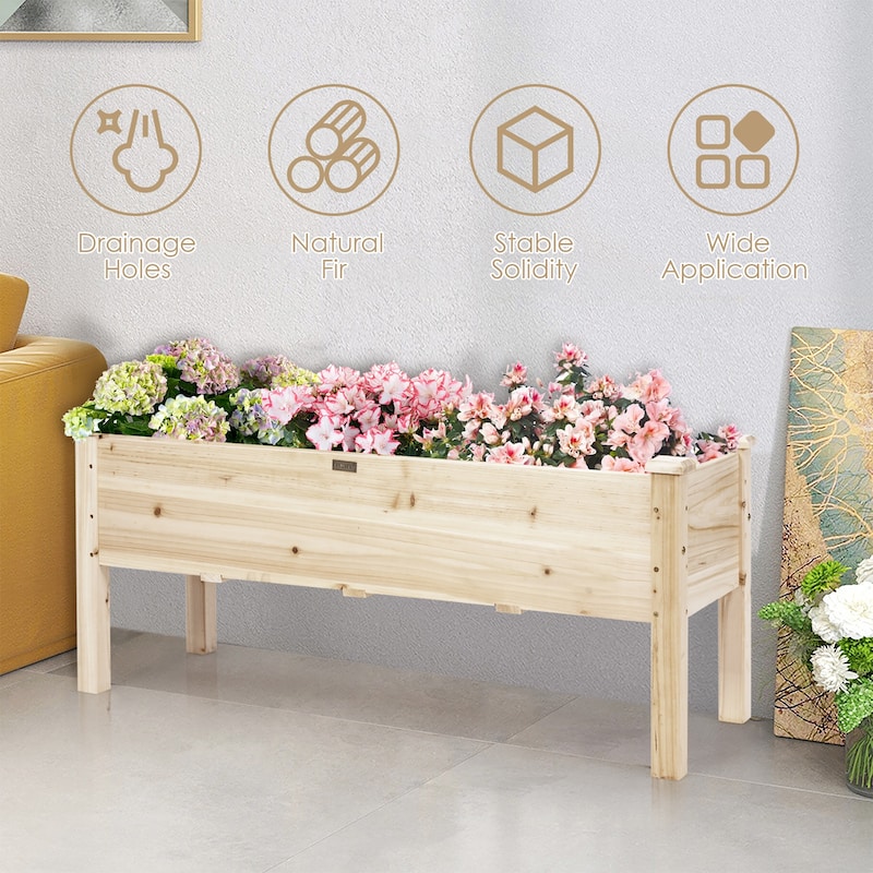 Costway Raised Garden Bed Elevated Planter Box Wood for Vegetable