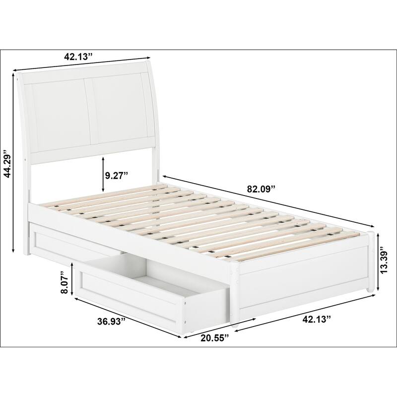 Andorra Platform Bed with Panel Footboard and Storage Drawers