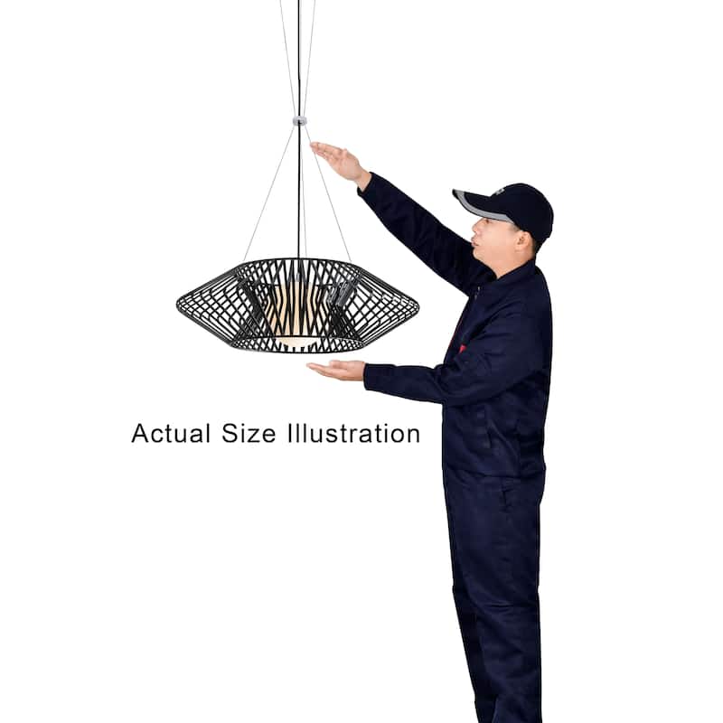 Bibiana 1 Light Black Geometric Metal Glass Shade Pendant Chandelier