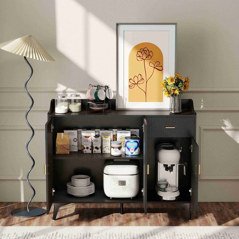 Wooden Accent Cabinet, Sideboard Credenza or TV Stand with Cabinet Doors and Adjustable Shelves