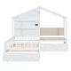 preview thumbnail 9 of 18, Versatility Twin Size House Bed with Upholstered Sofa, Wood Guardrail Bed with Shelves and Two Drawers, Charging Station Design