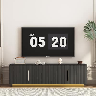 68" Floor LED TV Stand for Living Room, Media Storage Cabinet Modern Wood Entertainment Center for TVs Up to 65" w/Metal Handles