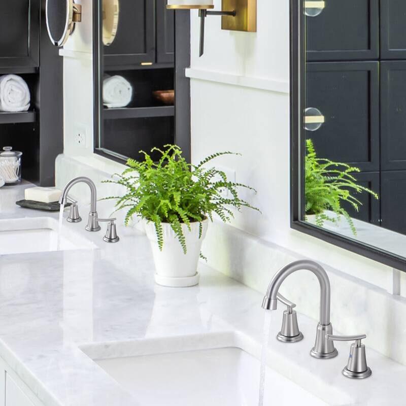 WOWOW 8 in. Widespread Double Handle Bathroom Sink Faucet
