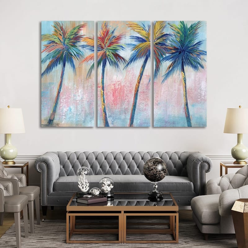 iCanvas "Color Pop Palms" by Nan 3-Piece Canvas Wall Art Set