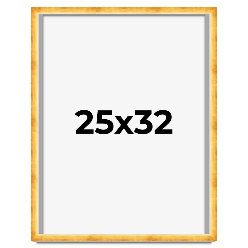 25x32 Shadow Box Frame Gold | 1.625 Inches Deep Real Wood Traditional