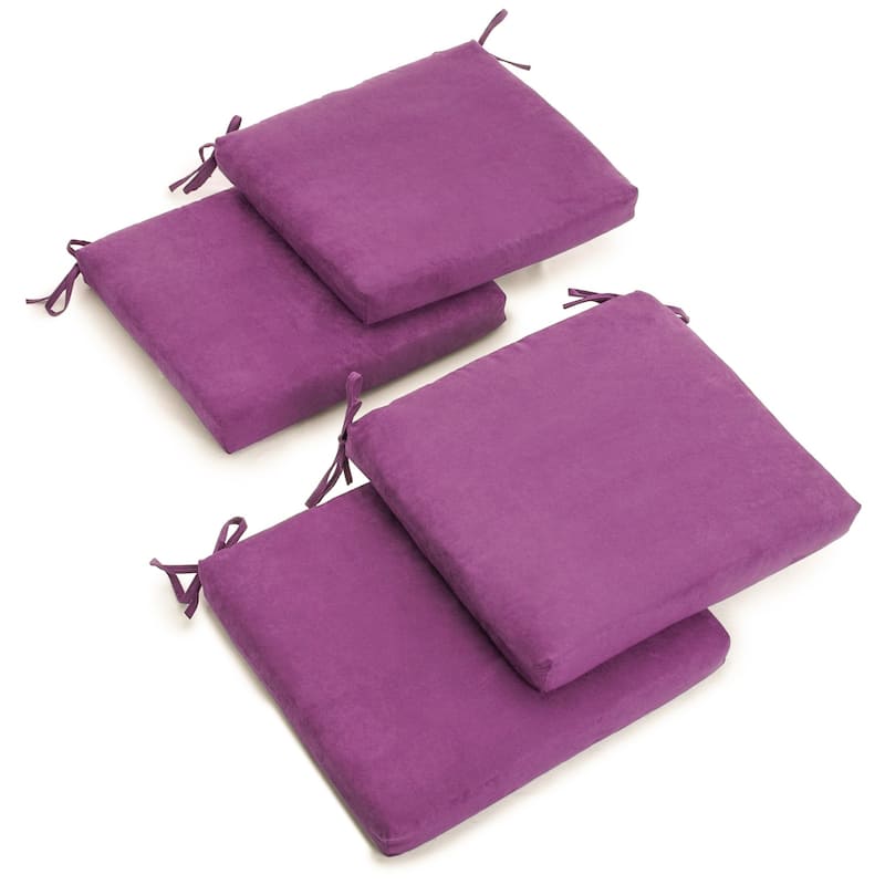 20-inch by 19-inch Microsuede Chair Cushion with Ties (Set of 1, 2, or 4) - Set of 4 - Ultra Violet