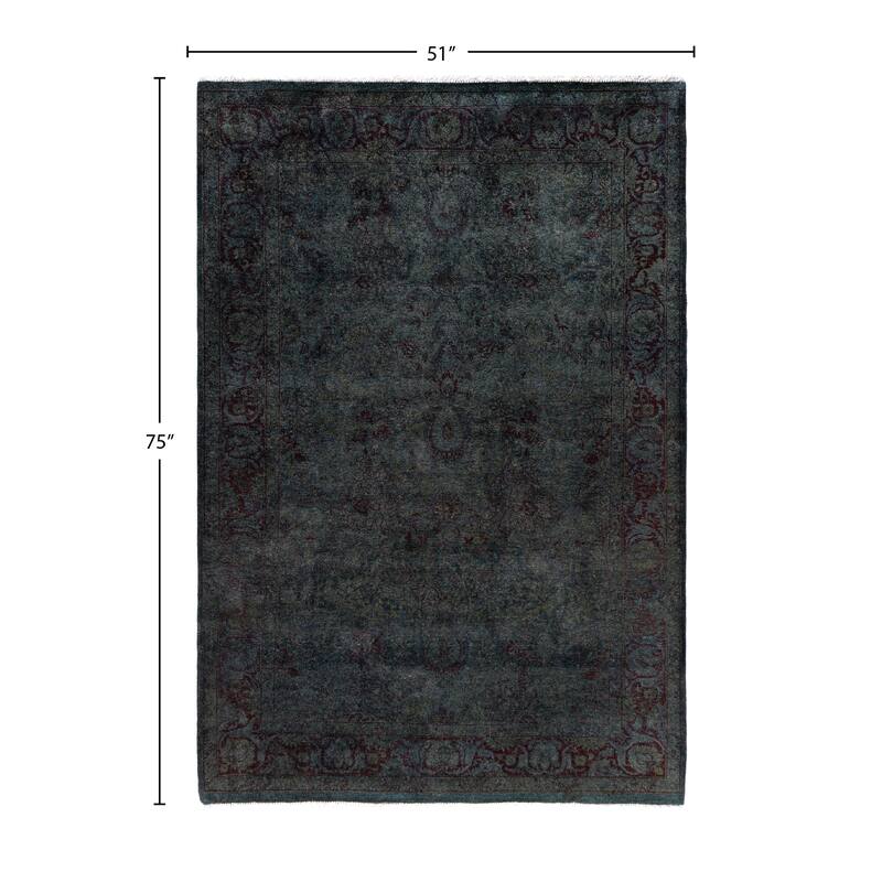Overdyed One-of-a-Kind Hand-Knotted Area Rug - Gray - 4' 3" x 6' 3"