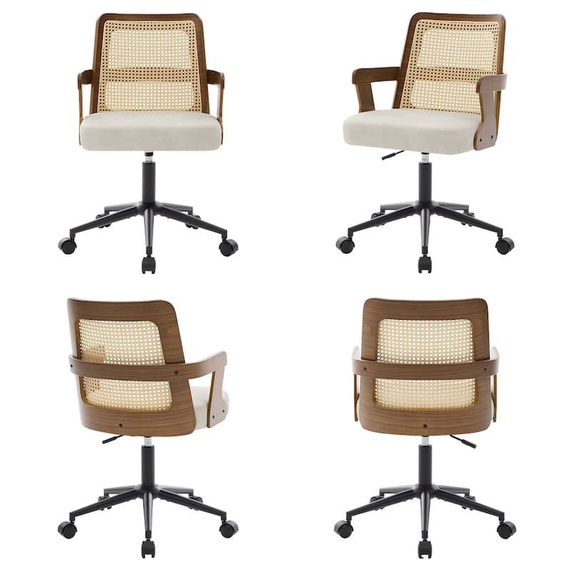 Swivel Home Office Chair Adjustable Height Desk Chair with Wheels and Armrests - 32.7"-36.6"H x 19.9"W x 22.8"D