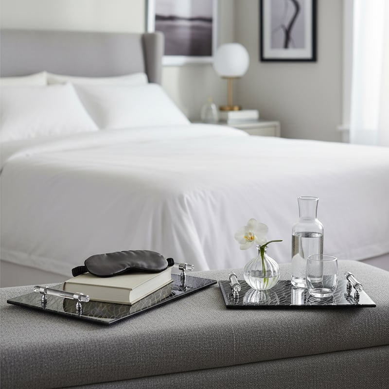 Decorative Pattern Glass Tray with Handles - Chic Home Decor - Accent Tray