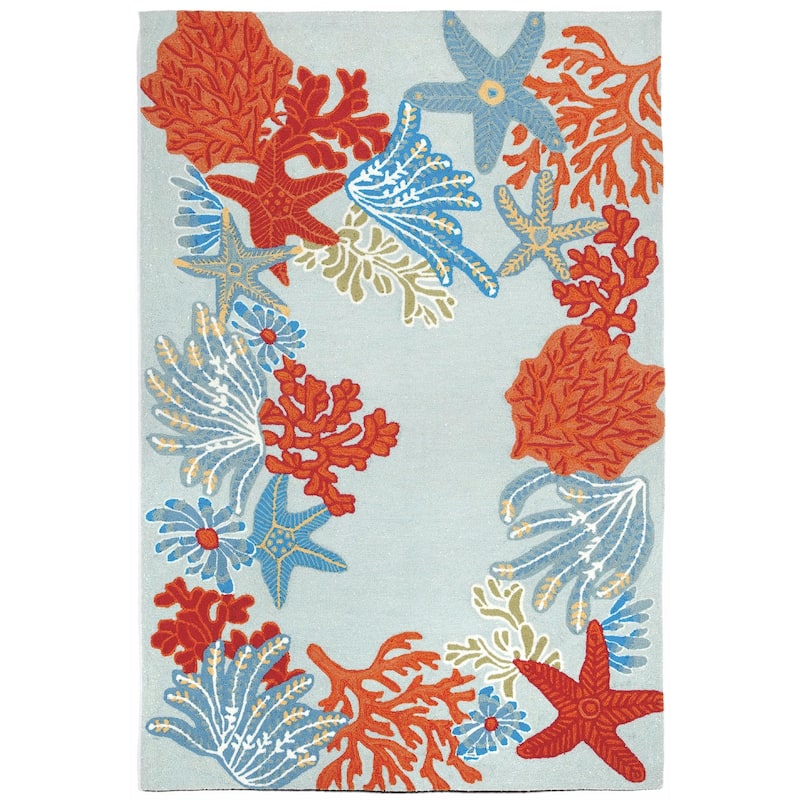 Liora Manne Ravella Ocean Scene Indoor/Outdoor Rug Aqua 5' x 7'6"