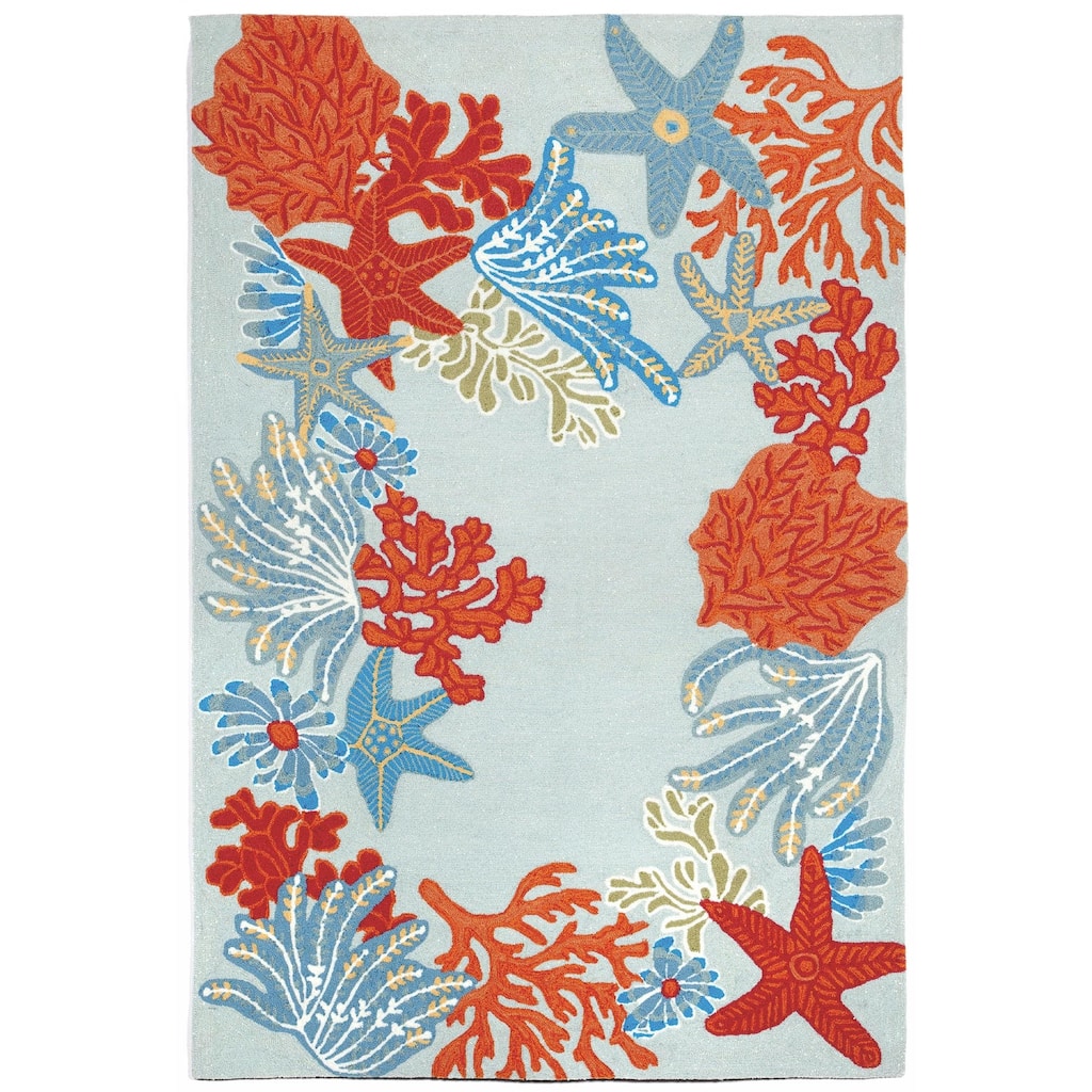 Liora Manne Ravella Ocean Scene Indoor/Outdoor Rug Aqua 5' x 7'6"