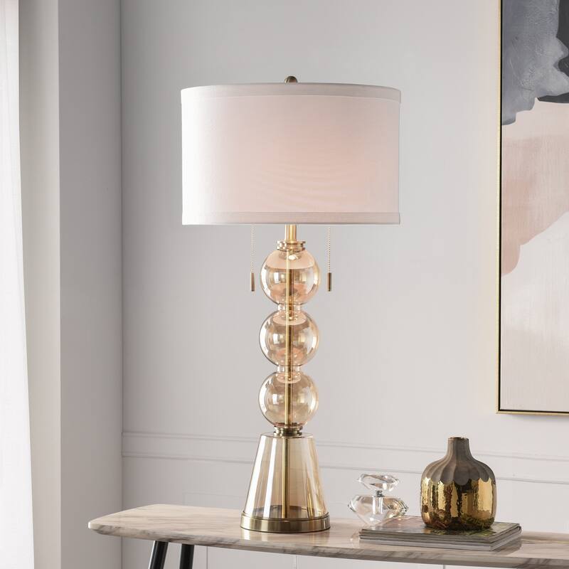 StyleCraft Glass Table Lamp - Cordon Gold - White Shade