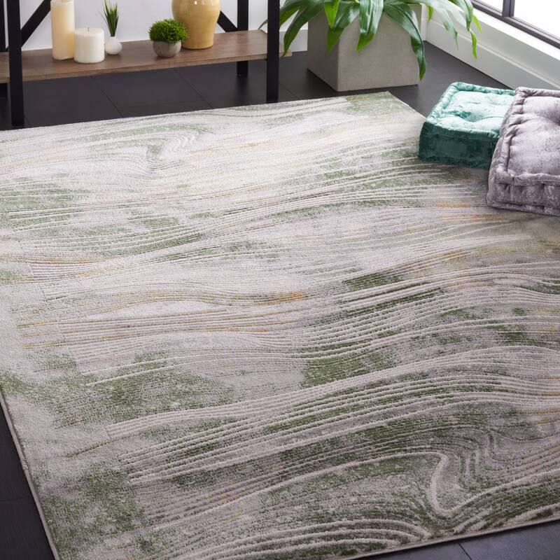 SAFAVIEH Palma Cosette Modern Abstract Rug - 9' x 12' - Beige/Green