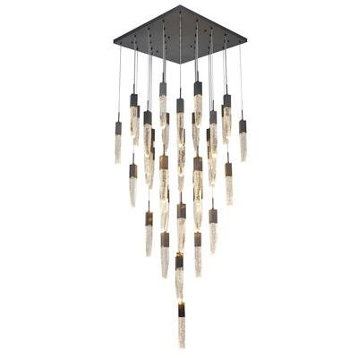 Matte Black Chandelier With Clear Crystals