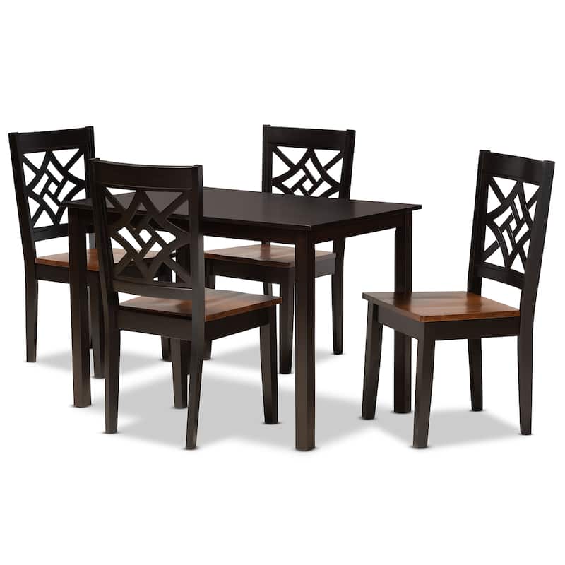 Nicolette Modern and Contemporary Transitional 5-PC Dining Set - Brown