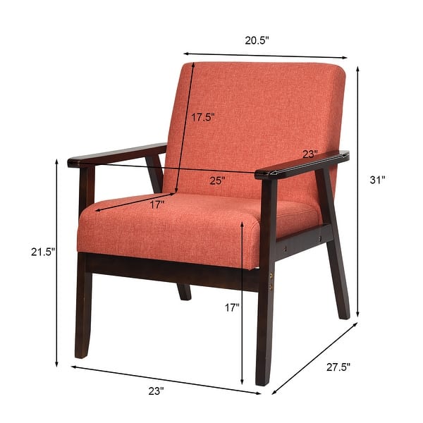 dimension image slide 4 of 7, Costway Set of 2 Fabric Accent Armchair Solid Wood Upholstered Lounge - See Details