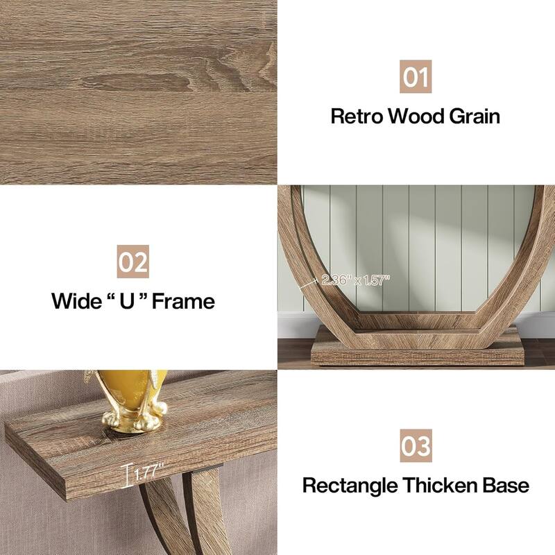 63 Inches Skinny Console Table with Geometric Base for Living Room Foyer
