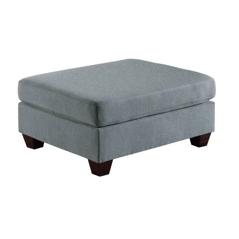Linen Like Fabric Ottoman - Grey