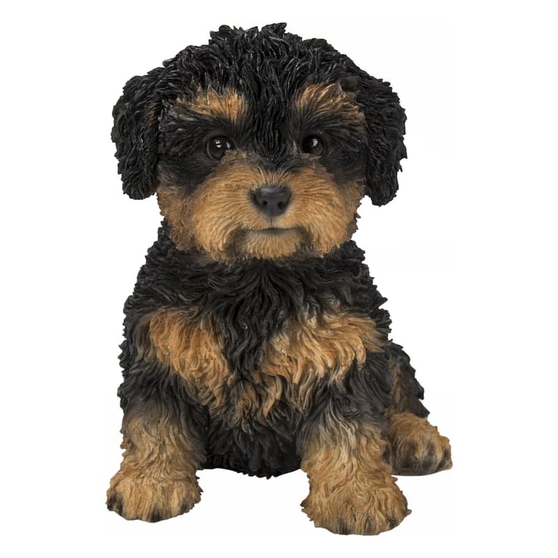 6.25" Sitting Black Baby Cavapoo Outdoor Garden Statue