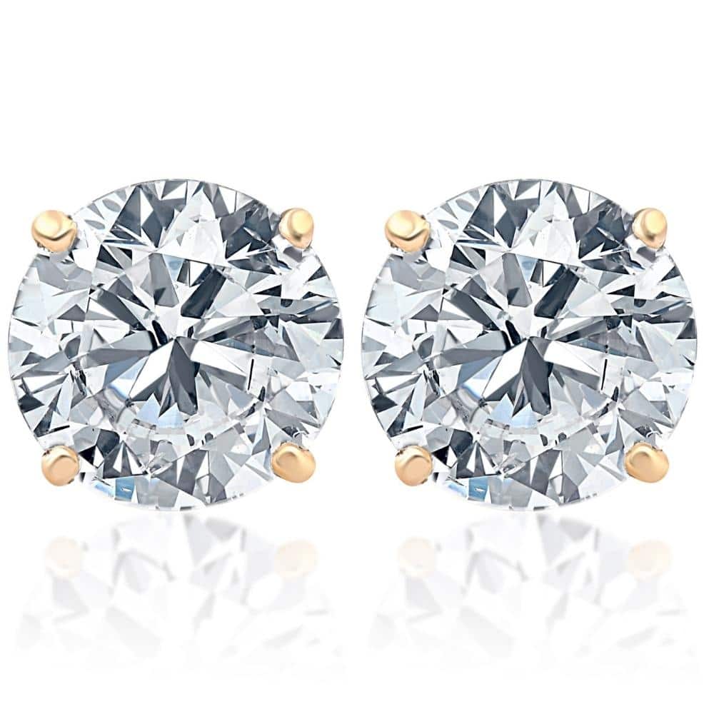 3 Ct Diamond Studs Yellow Gold