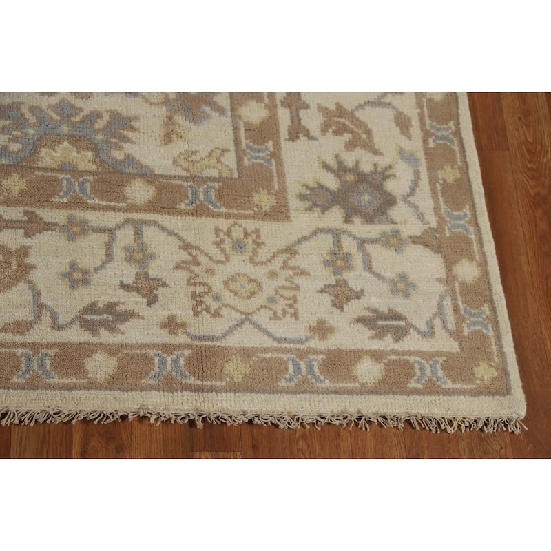 Earth Tone Oushak Indian Area Rug Handmade Bedroom Wool Carpet - 6'2" x 8'9"
