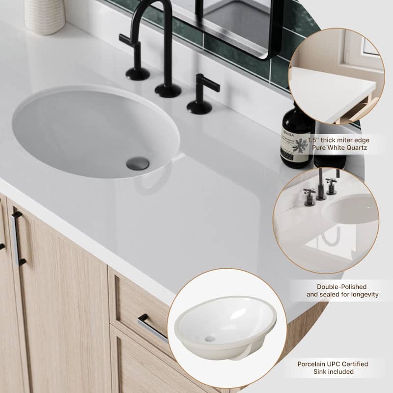 Ariel K55WQOVO Kelly 55" Free Standing Single Basin Vanity Set with