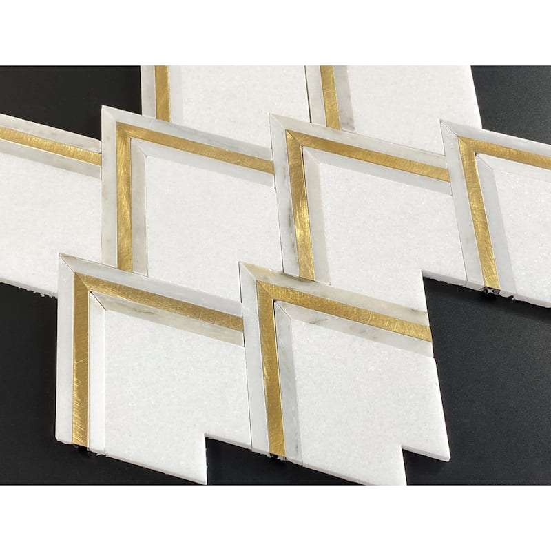Diamond Marble and Metal Mosaic Tiles - Case (5 Sheets)