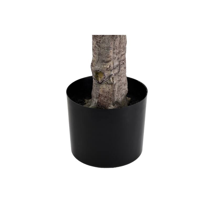 Artificial Fiddle Leaf Fig Tree - 2 Variants (4ft/5.75ft), Faux Green Plant in Black Plastic Pot, Indoor Low-Maintenance Decor