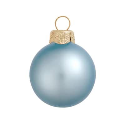 Matte Finish Glass Christmas Ball Ornaments 3.25" (80Mm) Sky Blue 8Ct