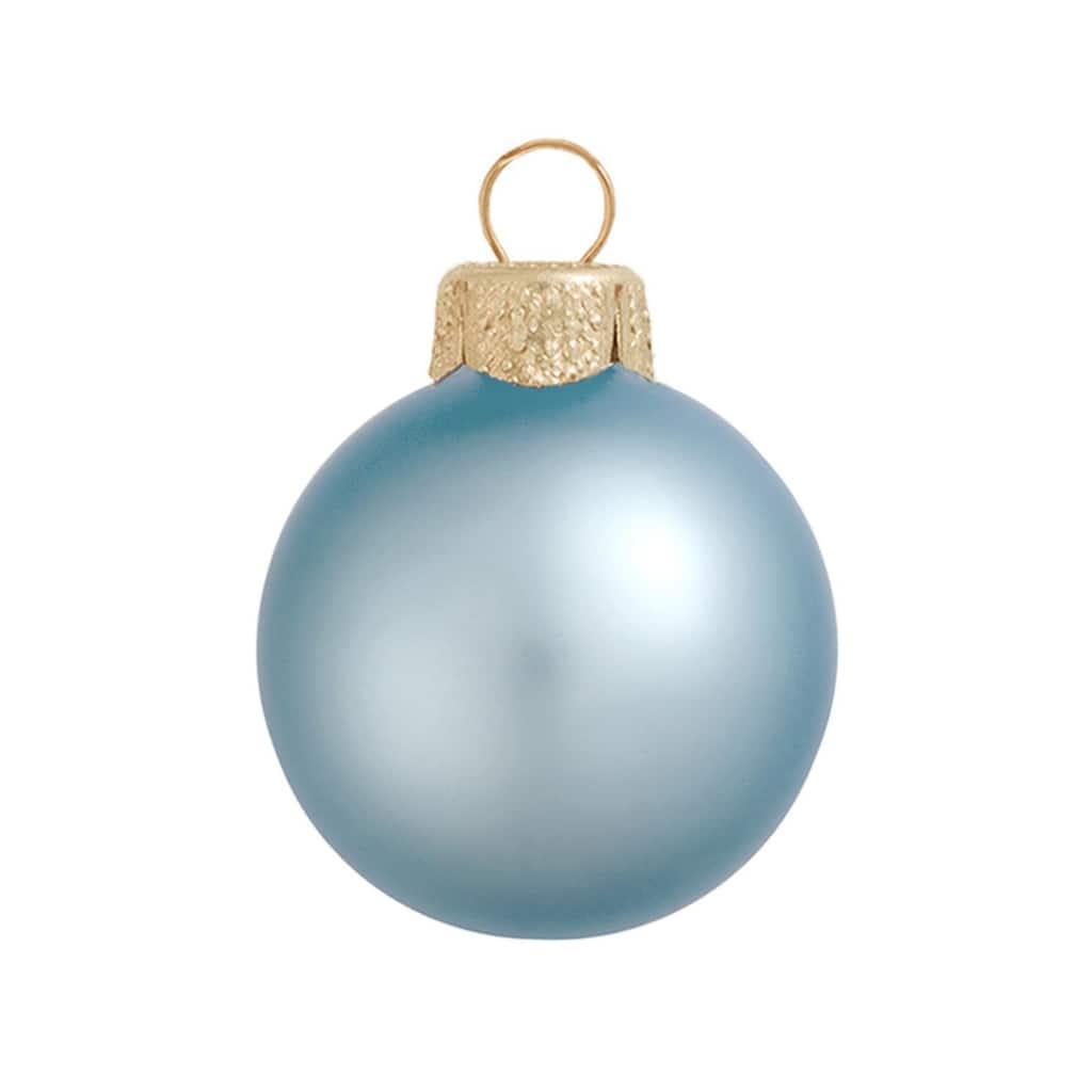 Matte Finish Glass Christmas Ball Ornaments 3.25" (80Mm) Sky Blue 8Ct