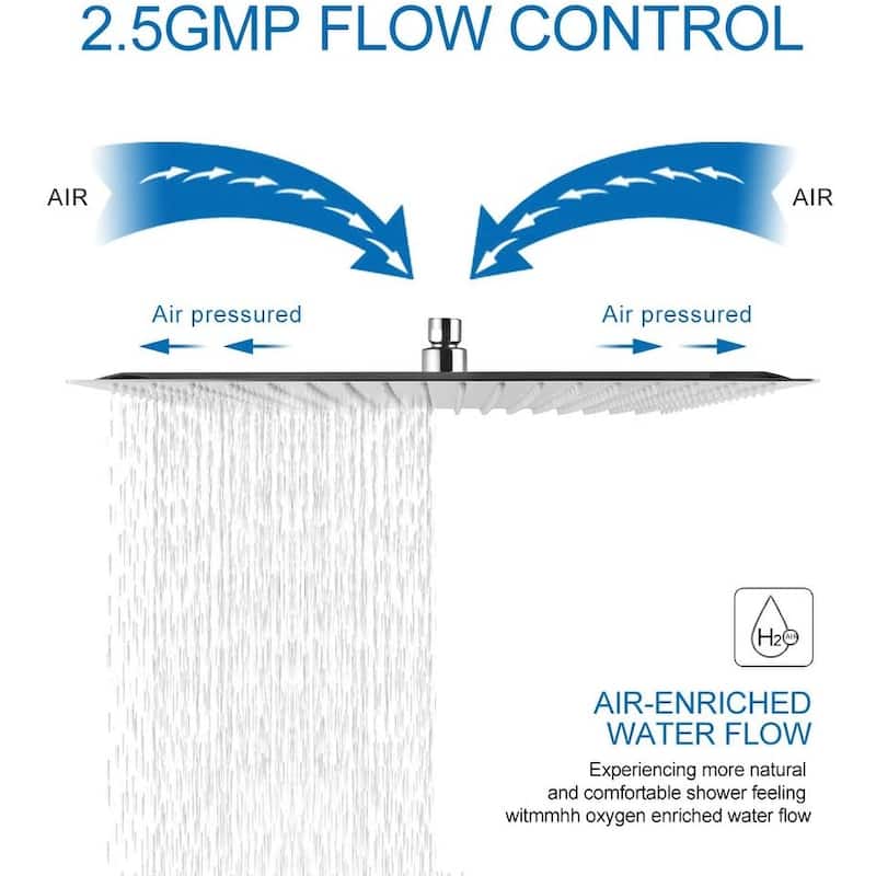 16" Ultra Thin Square 304 Stainless Steel Fixed Rain Shower Head