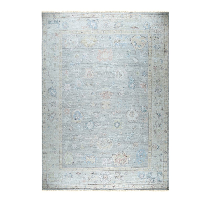 Hand-Knotted Natural Silk Grass Design Rug, 8' x 10', Green Mix Area Rug, Stylish Luxurious Soft Texture for Rooms - L