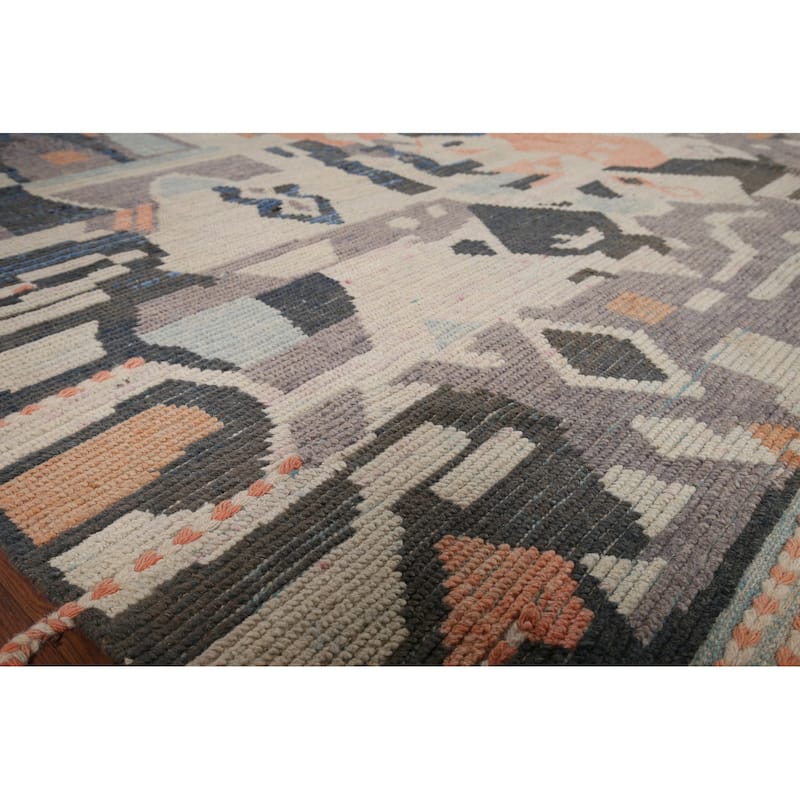 Beige Moroccan Abstract Area Rug Hand-Knotted Wool Carpet - 8'0"x 12'4"