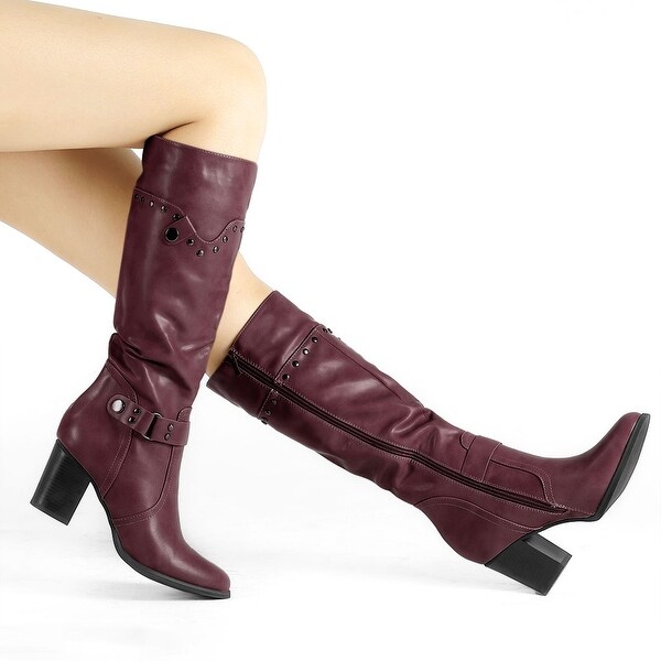 chunky heel riding boots
