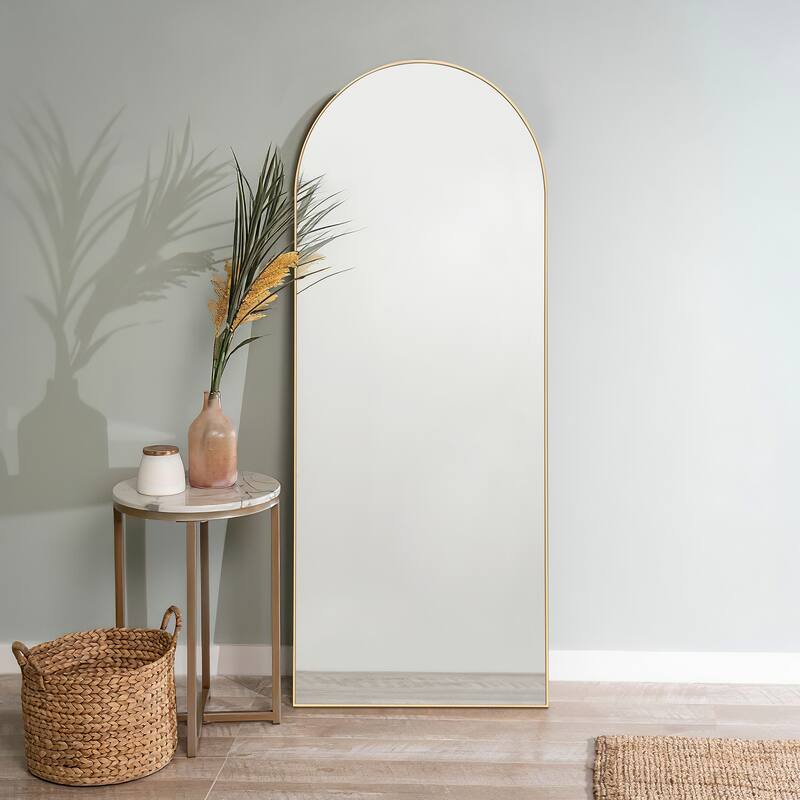 Arched Full Length Floor Wall Mirror Standing Dressing Mirror - 64.12x21 - Natural