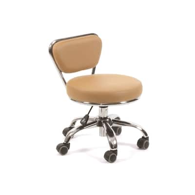 Dayton Short Stool Adjustable 13" to 15" Low Rolling Chair with Backrest, Cashmere - N/A