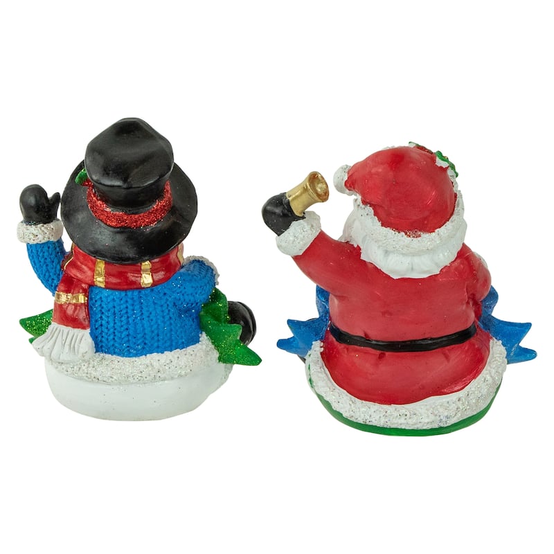 Set of 2 Santa and Snowman Glittered Christmas Stocking Holders 5"
