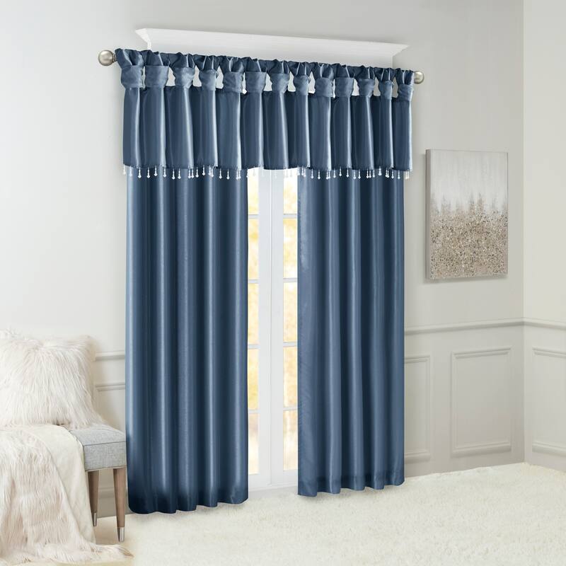 Madison Park Natalie Lightweight Faux Silk Valance with Beads - 50x26"