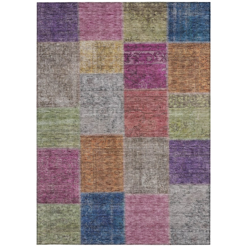 HomeRoots Patchwork Transitional Rectangle Outdoor Rug