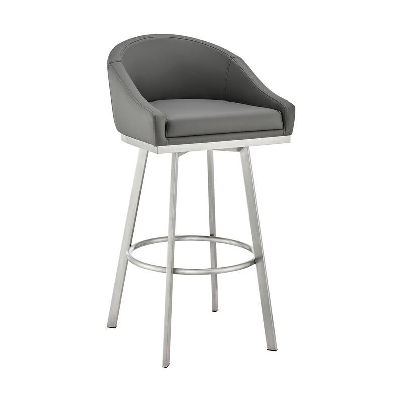 Eleanor Black or Brushed Stainless Steel Swivel Counter or Bar Stool