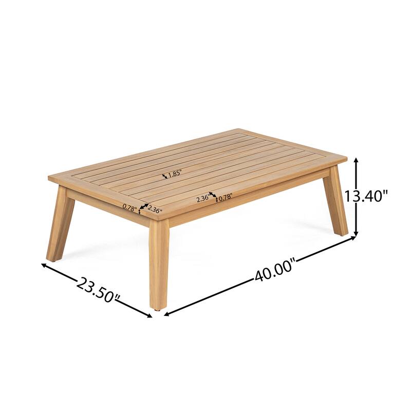 Scott Living - Aisling Outdoor Acacia Wood Loveseat and Coffee Table with Cushions